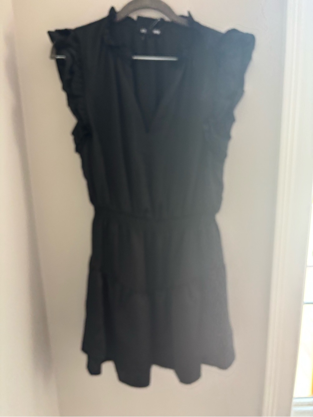 Steve Madden Black Ruffle Sleeve Mini Dress